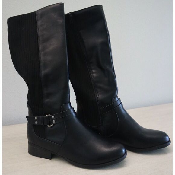 LifeStride 78834 Women's Sz 7W Black X-Anita Faux Leather Riding Boots $100 - Picture 4 of 10